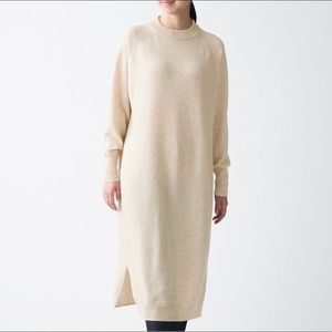 Muji Yak Blend Wool Mockneck Dress - Oatmeal - NWT